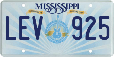 MS license plate LEV925