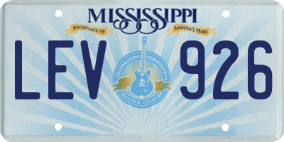 MS license plate LEV926