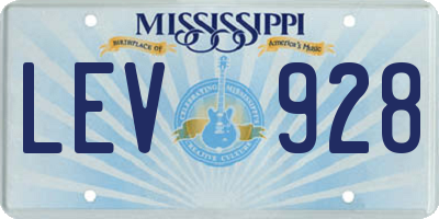 MS license plate LEV928