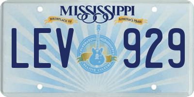 MS license plate LEV929