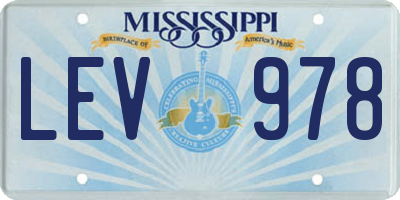 MS license plate LEV978