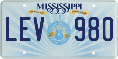 MS license plate LEV980