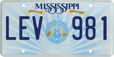 MS license plate LEV981