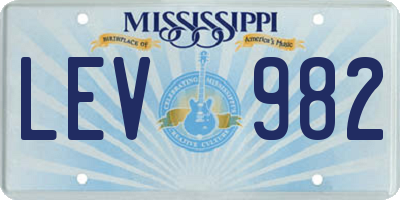 MS license plate LEV982