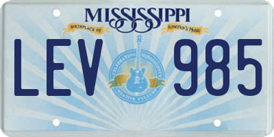MS license plate LEV985