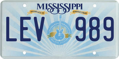 MS license plate LEV989