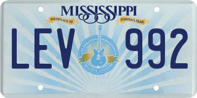 MS license plate LEV992
