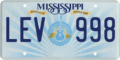 MS license plate LEV998