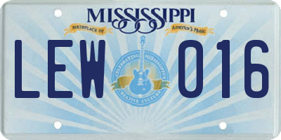 MS license plate LEW016