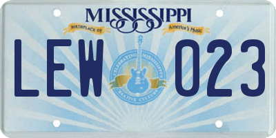 MS license plate LEW023