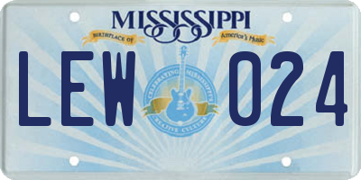 MS license plate LEW024