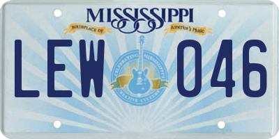 MS license plate LEW046