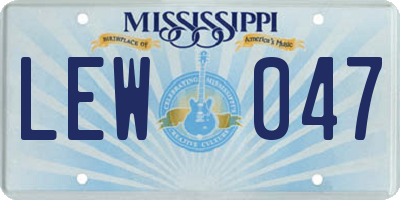MS license plate LEW047
