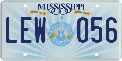 MS license plate LEW056