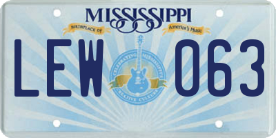 MS license plate LEW063