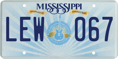 MS license plate LEW067