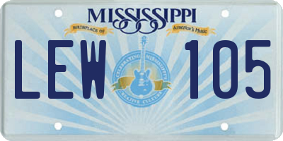 MS license plate LEW105