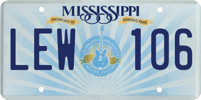 MS license plate LEW106