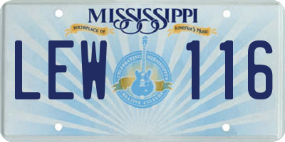 MS license plate LEW116