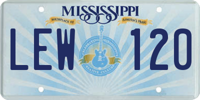 MS license plate LEW120