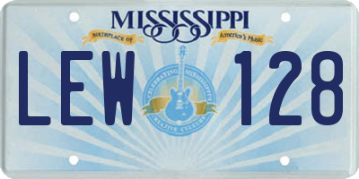 MS license plate LEW128