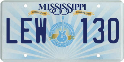 MS license plate LEW130