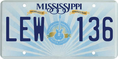 MS license plate LEW136