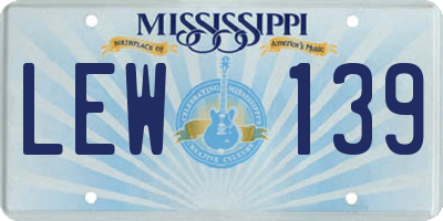 MS license plate LEW139