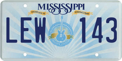 MS license plate LEW143