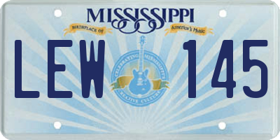 MS license plate LEW145