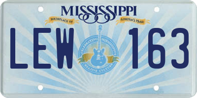 MS license plate LEW163