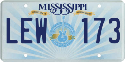 MS license plate LEW173