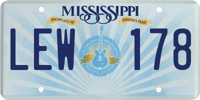 MS license plate LEW178