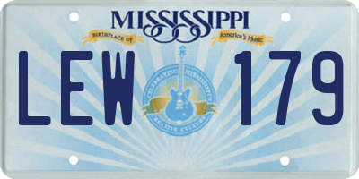 MS license plate LEW179