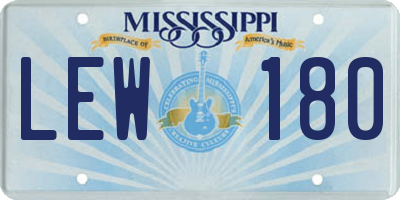 MS license plate LEW180