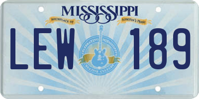 MS license plate LEW189