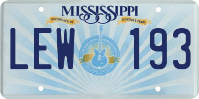 MS license plate LEW193