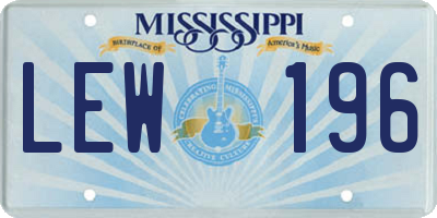 MS license plate LEW196