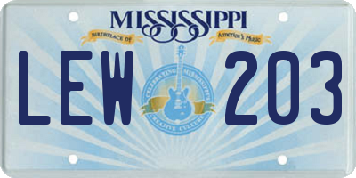 MS license plate LEW203