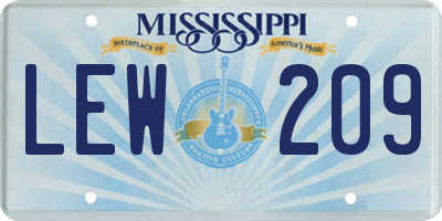 MS license plate LEW209