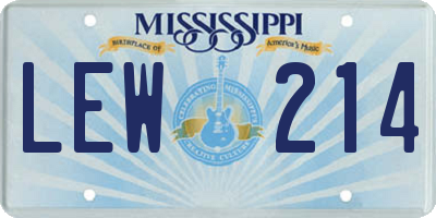 MS license plate LEW214
