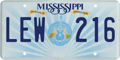 MS license plate LEW216