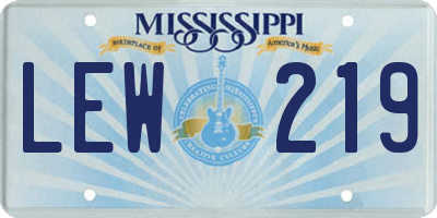 MS license plate LEW219