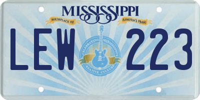MS license plate LEW223