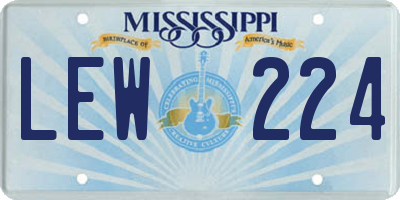 MS license plate LEW224