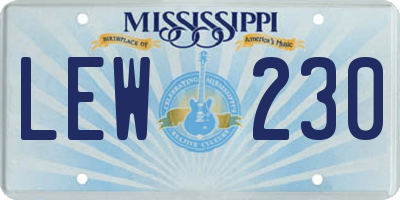 MS license plate LEW230