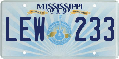 MS license plate LEW233