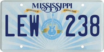 MS license plate LEW238