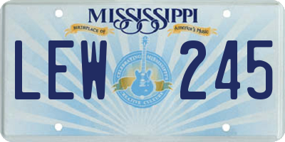 MS license plate LEW245