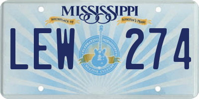 MS license plate LEW274